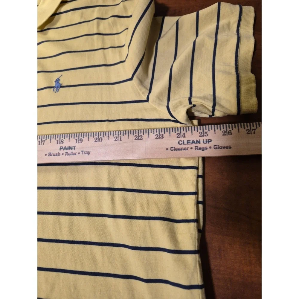 Ralph Lauren Striped Polo Shirt Mens XL Classic Yellow‎ Blue Lightweight Golf